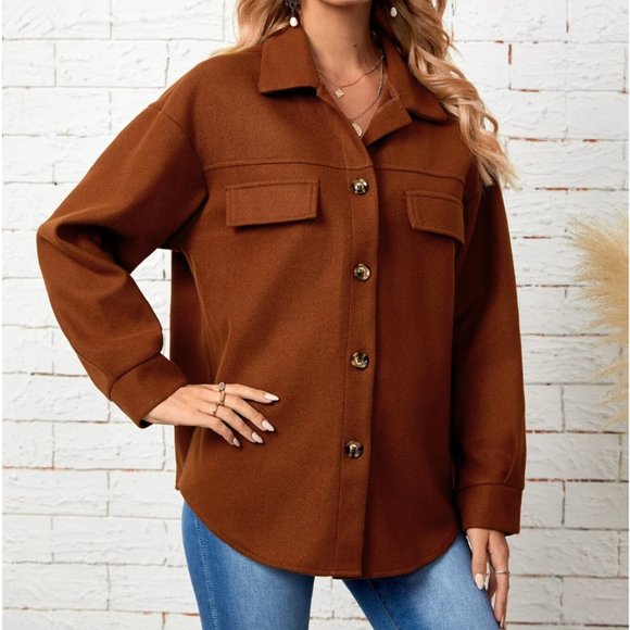 Oversized Boyfriend Shacket Shirt Jacket - Picture 3 of 7